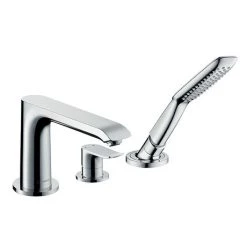 Hansgrohe Metris 3-Hole Deck Mounted Single Lever Bath Mixer - 31190000