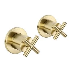 JTP Solex Brushed Brass Wall Mounted Side Valves (Pair)