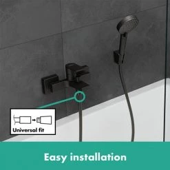 Hansgrohe Vernis Shape Exposed Single Lever Bath Shower Mixer - Matt Black - 71450670 -Bath Taps Shop 71450670 ai2 460