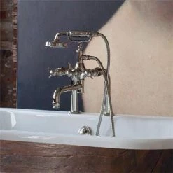 Arcade Deck Mounted Bath Shower Mixer - Nickel - Various Tap Head Options -Bath Taps Shop ARC18 D1 375