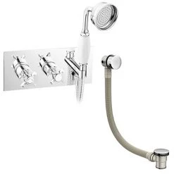 Astoria Traditional Concealed Thermostatic 2-Way Shower Valve with Handset + Freeflow Bath Filler