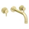 Arezzo Fluted Round Brushed Brass Wall Mounted (3TH) Bath Filler Tap -Bath Taps Shop AZ1WTBBF P1