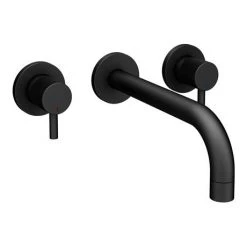 Arezzo Fluted Round Matt Black Wall Mounted (3TH) Bath Filler Tap -Bath Taps Shop AZ1WTMBF d4 460