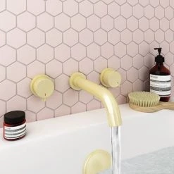 Arezzo Round Brushed Brass Wall Mounted (3TH) Bath Filler Tap -Bath Taps Shop AZ3THBRBF n d3 460