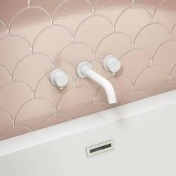 Arezzo Round Matt White Wall Mounted (3TH) Bath Filler Tap -Bath Taps Shop AZ3WHTBT d2 460