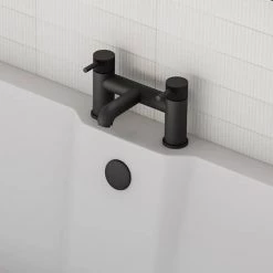 Arezzo Fluted Round Matt Black Bath Filler Tap 12 Arezzo Fluted Round Matt Black Bath Filler Tap -Bath Taps Shop AZ7TMBF d6 460