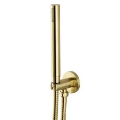 Arezzo Brushed Brass Round Concealed Manual Valve with Bath Spout + Shower Handset -Bath Taps Shop AZBBSPK2 d3 460
