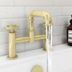 Arezzo Brushed Brass Industrial Style Bath Filler