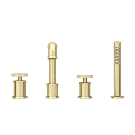 Arezzo Brushed Brass 4TH Industrial Style Deck Mounted Bath Shower Mixer inc. Pull Out Handset 6 Arezzo Brushed Brass 4TH Industrial Style Deck Mounted Bath Shower Mixer inc. Pull Out Handset - Image 4
