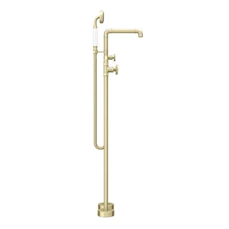 Arezzo Brushed Brass Industrial Style Freestanding Bath Shower Mixer Tap 5 Arezzo Brushed Brass Industrial Style Freestanding Bath Shower Mixer Tap - Image 3