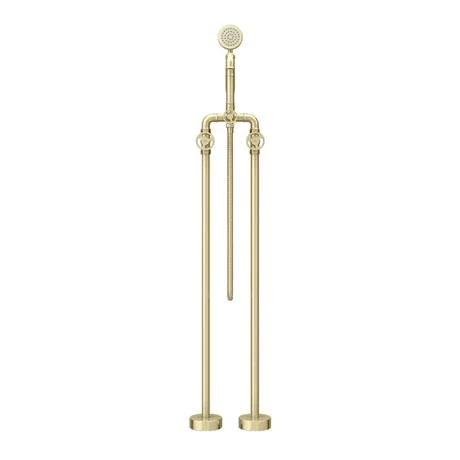 Arezzo Brushed Brass Industrial Style Freestanding Bath Shower Mixer Tap 6 Arezzo Brushed Brass Industrial Style Freestanding Bath Shower Mixer Tap - Image 4