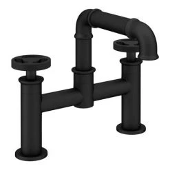 Arezzo Matt Black Industrial Style Bath Filler -Bath Taps Shop AZISBK03 d2 460