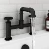 Arezzo Matt Black Industrial Style Bath Filler -Bath Taps Shop AZISBK03 n p