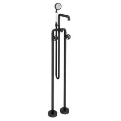 Arezzo Matt Black Industrial Style Freestanding Bath Shower Mixer Tap -Bath Taps Shop AZISBK05 d3 460