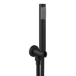 Arezzo Matt Black Round Concealed Manual Valve with Bath Spout + Shower Handset -Bath Taps Shop AZMBSPK2 d3 460