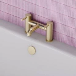 Arezzo Round Brushed Brass Bath Filler Tap -Bath Taps Shop AZRBFBB d4 460