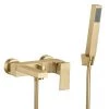 Arezzo Square Brushed Brass Wall Mounted Bath Shower Mixer Tap incl. Shower Kit -Bath Taps Shop AZSBBWMBSM l 670