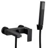 Arezzo Square Matt Black Wall Mounted Bath Shower Mixer Tap incl. Shower Kit -Bath Taps Shop AZSMBWMBSM l 670