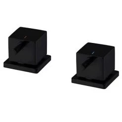 Arezzo Square Matt Black Deck Bath Side Valves with Freeflow Bath Filler -Bath Taps Shop AZSQ SV PK n d3 460
