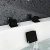 Arezzo Square Matt Black Deck Bath Side Valves with Freeflow Bath Filler -Bath Taps Shop AZSQ SV PK p