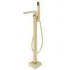 Arezzo Square Brushed Brass Floor Mounted Free-standing Bath Shower Mixer -Bath Taps Shop AZSQFSBB l 670