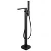 Arezzo Square Matt Black Floor Mounted Free-standing Bath Shower Mixer -Bath Taps Shop AZSQFSMB l 670