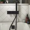Arezzo Matt Black Square Concealed Thermostatic Shower Valve w. Handset + Freeflow Bath Filler -Bath Taps Shop AZSVHMBFSQ p