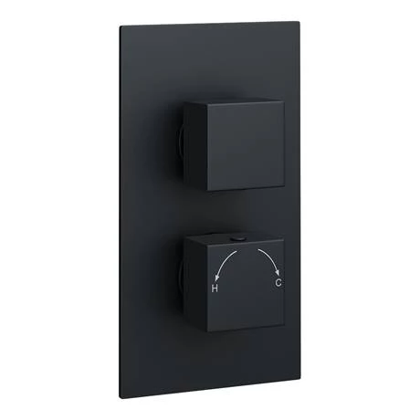 Arezzo Matt Black Wall Mounted Slimline Waterfall Bath Filler + Concealed Thermostatic Valve 4 Arezzo Matt Black Wall Mounted Slimline Waterfall Bath Filler + Concealed Thermostatic Valve - Image 2