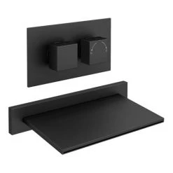 Arezzo Matt Black Wall Mounted Slimline Waterfall Bath Filler + Concealed Thermostatic Valve 13 Arezzo Matt Black Wall Mounted Slimline Waterfall Bath Filler + Concealed Thermostatic Valve -Bath Taps Shop AZWF05 d7 460
