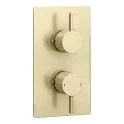 Arezzo Brushed Brass Wall Mounted Slimline Waterfall Bath Filler + Concealed Thermostatic Valve 12 Arezzo Brushed Brass Wall Mounted Slimline Waterfall Bath Filler + Concealed Thermostatic Valve -Bath Taps Shop AZWF05BB n d1 460