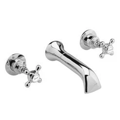 Bayswater White Crosshead 3 Tap Hole Wall Mounted Bath Filler