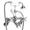 Bayswater White Crosshead Wall Mounted Bath Shower Mixer -Bath Taps Shop BAYT110 PN