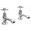 Bayswater White Crosshead Domed Collar Traditional Bath Taps -Bath Taps Shop BAYT202 P