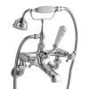Bayswater White Crosshead Domed Collar Wall Mounted Bath Shower Mixer -Bath Taps Shop BAYT210 PN