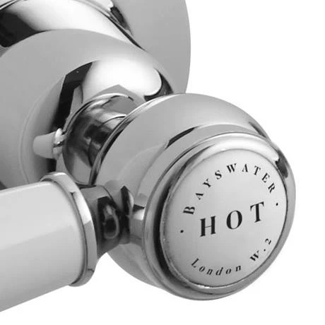 Bayswater White Lever Domed Collar Traditional Bath Taps 4 Bayswater White Lever Domed Collar Traditional Bath Taps - Image 2