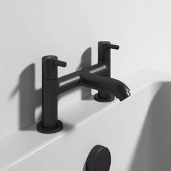 Ideal Standard Ceraline Silk Black 2 Tap Hole Bath Filler -Bath Taps Shop BC188XG D2 460