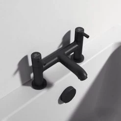 Ideal Standard Ceraline Silk Black 2 Tap Hole Bath Filler -Bath Taps Shop BC188XG D3 460