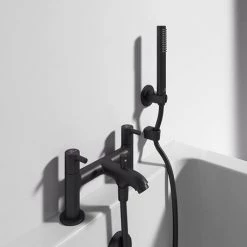 Ideal Standard Ceraline Silk Black 2 Tap Hole Bath Shower Mixer -Bath Taps Shop BC189XG D1 460