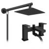 Toreno Modern Black Chrome Bath Shower Mixer Tap incl. Overhead Rainfall Shower Head -Bath Taps Shop BPT7131SH p
