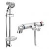 Modern Thermostatic Bath Shower Mixer Tap + Slider Shower Rail Kit 1 Modern Thermostatic Bath Shower Mixer Tap + Slider Shower Rail Kit -Bath Taps Shop BSMSK03 P