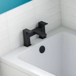 Arezzo Square Matt Black Bath Filler Tap 13 Arezzo Square Matt Black Bath Filler Tap -Bath Taps Shop CAS10BLK d5 460