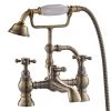 Chatsworth 1928 Antique Brass Crosshead Bath Shower Mixer Tap with Shower Kit -Bath Taps Shop CHBSMBRA p