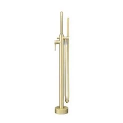 Arezzo Brushed Brass Freestanding Bath Tap with Shower Mixer -Bath Taps Shop CT002 BB D5 460