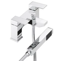 Cast Bath Shower Mixer Tap with Shower Kit - Chrome