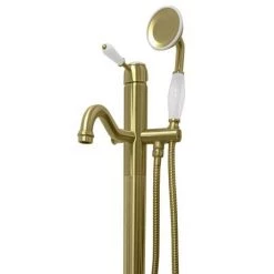 Lancaster Traditional Brushed Brass Single Lever Freestanding Bath Shower Mixer -Bath Taps Shop LBB8FS d1 460