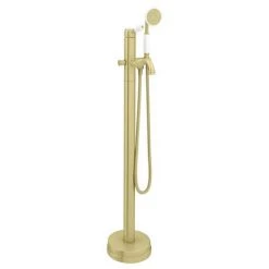 Lancaster Traditional Brushed Brass Single Lever Freestanding Bath Shower Mixer -Bath Taps Shop LBB8FS D2 460