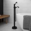 Lancaster Traditional Matt Black Single Lever Freestanding Bath Shower Mixer -Bath Taps Shop LMB8FS n p