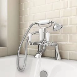 Lancaster Traditional Bath Shower Mixer with Slider Rail Kit - Chrome -Bath Taps Shop LSRK nd2 460