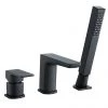 Mileto Matt Black Deck Mounted (3TH) Bath Shower Mixer Tap incl. Shower Kit -Bath Taps Shop M14BLK p