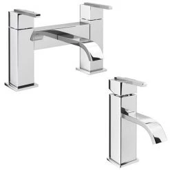 Milan Modern Mono Basin Mixer and Bath Filler - Chrome